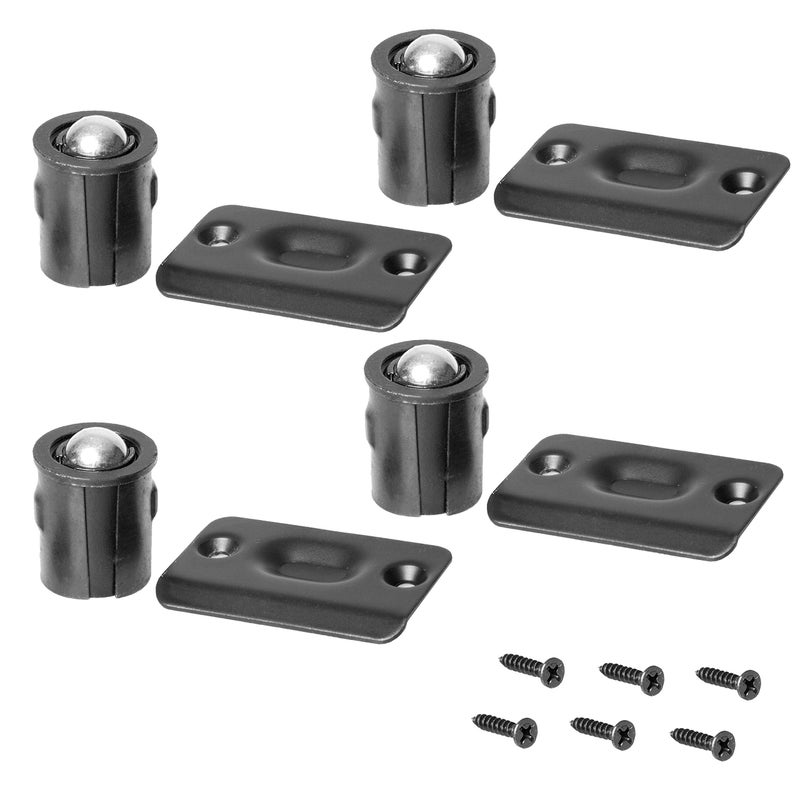 Ilyapa Closet Door Ball Catch Hardware, 4 Pack - Black Drive-in Ball Catch with Strike Plate - Image 1